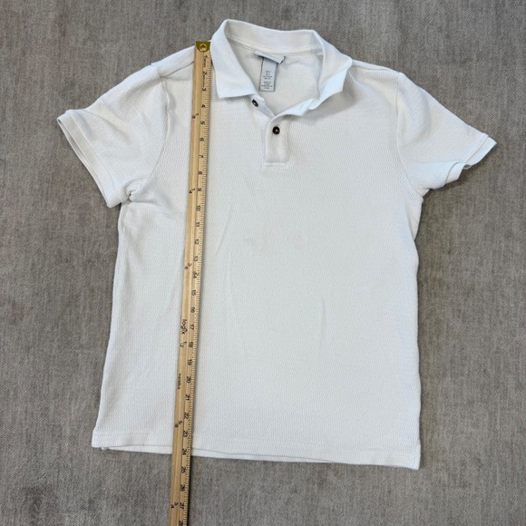 HM Mens White Textured Slim Fit Short Sleeve Polo Shirt 2058 Small - Picture 6 of 7